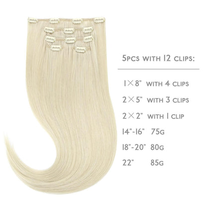 Echthaar Clip-in Extensions Platinblond 50cm - 80g