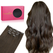 Clip-in Echthaarverlängerung Dunkelbraun 40cm - 75g