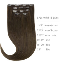 Clip-in Echthaarverlängerung Dunkelbraun 40cm - 75g