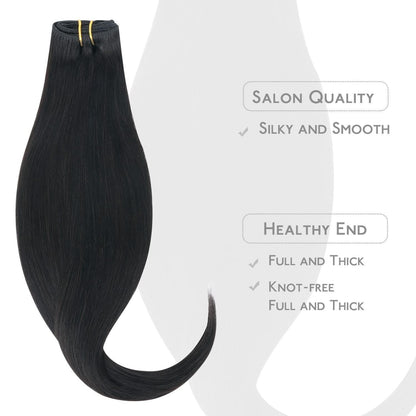 Echthaar Clip-in Extensions Schwarz 50cm - 80g