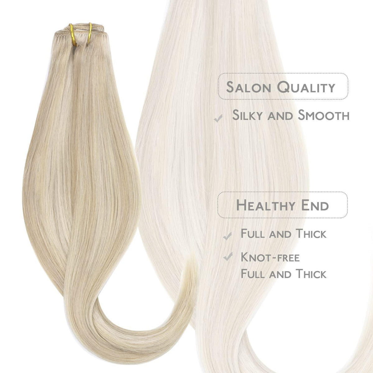 Echthaar Clip-in Extensions Aschblond Highlights Platinblond 55cm
