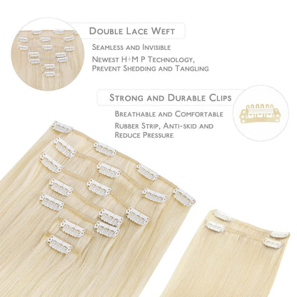 Echthaar Clip-Ins Platinblond (40cm, 150g)