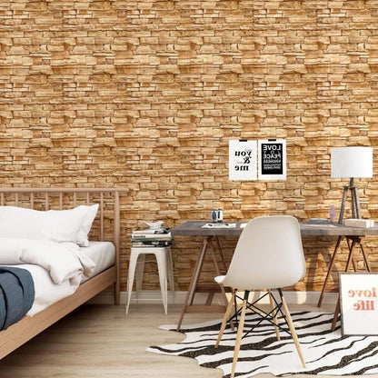 Selbstklebende Tapete Backstein Vintage Ziegelstein 45x600cm Gelb