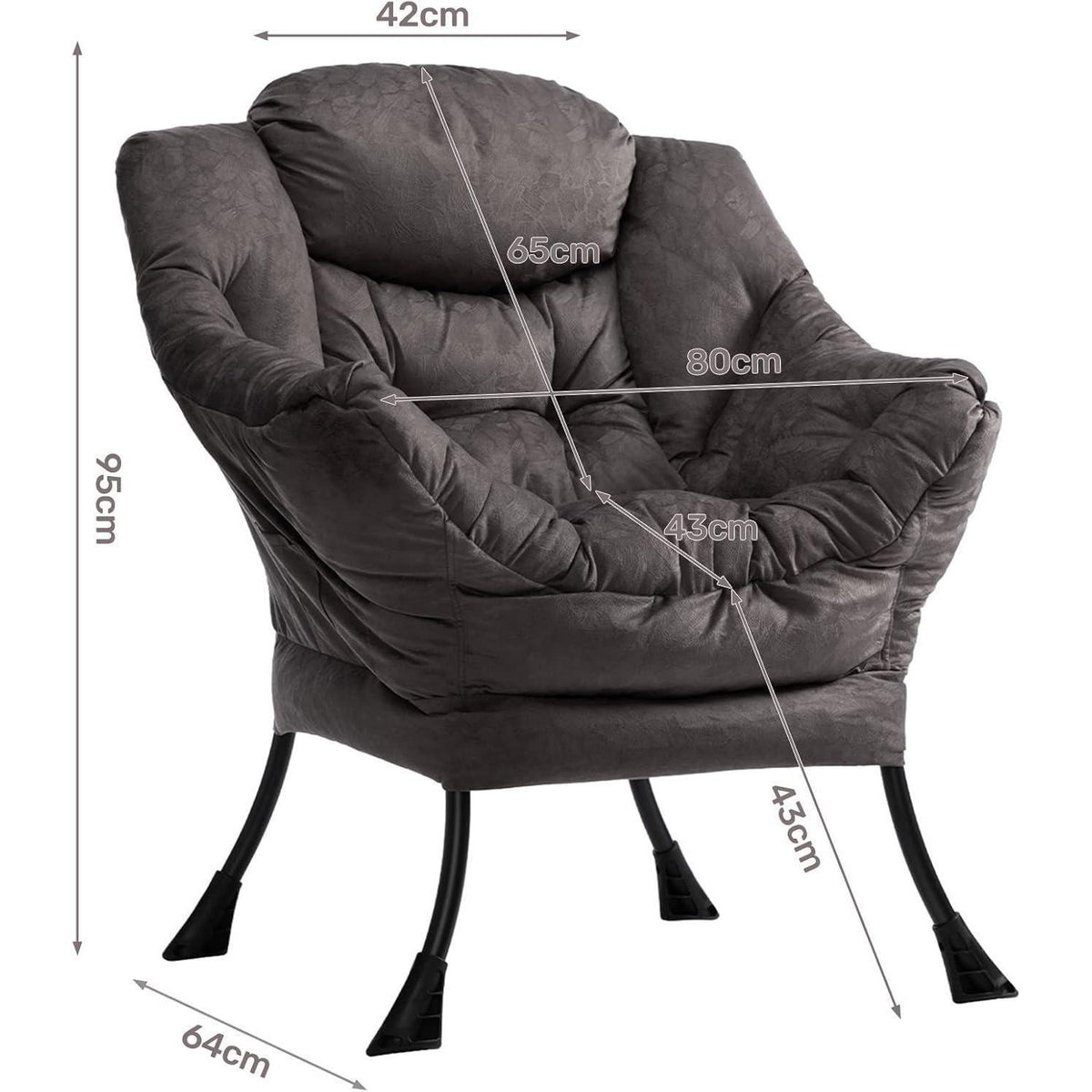 Relax Ohrensessel mit Armlehnen – Grau/Braun, Schnell Aufbau