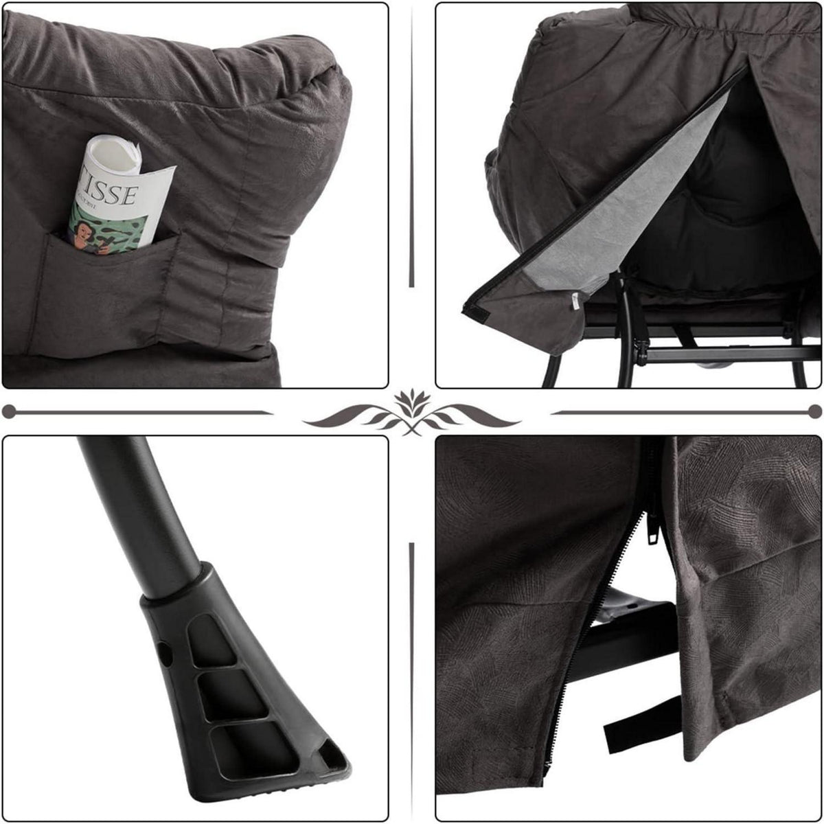 Relax Ohrensessel mit Armlehnen – Grau/Braun, Schnell Aufbau