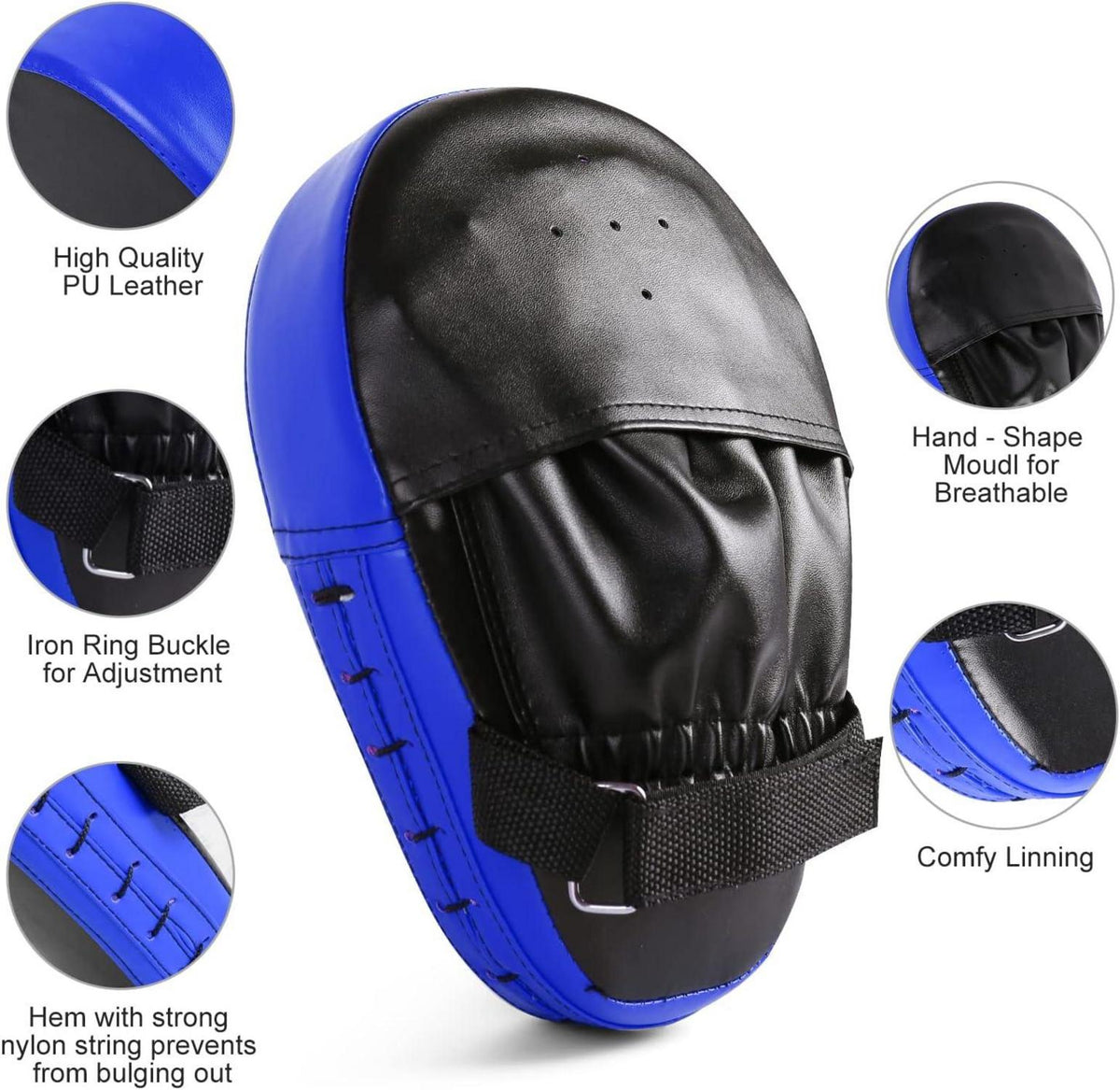 Odoland 2 IN 1 Handpratzen Set mit PU Pratzen Schlagpolster Blau