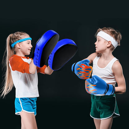 Odoland 2 IN 1 Handpratzen Set mit PU Pratzen Schlagpolster Blau