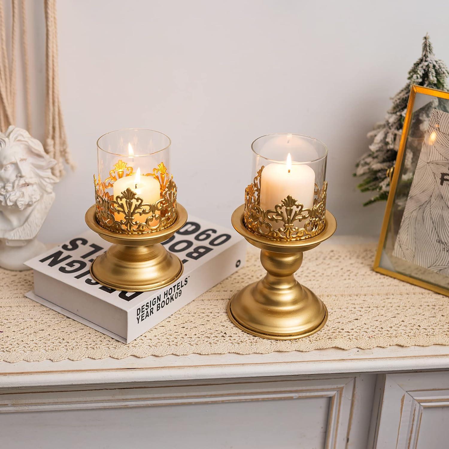 Kerzenständer Gold Metall Vintage für Tischdekoration