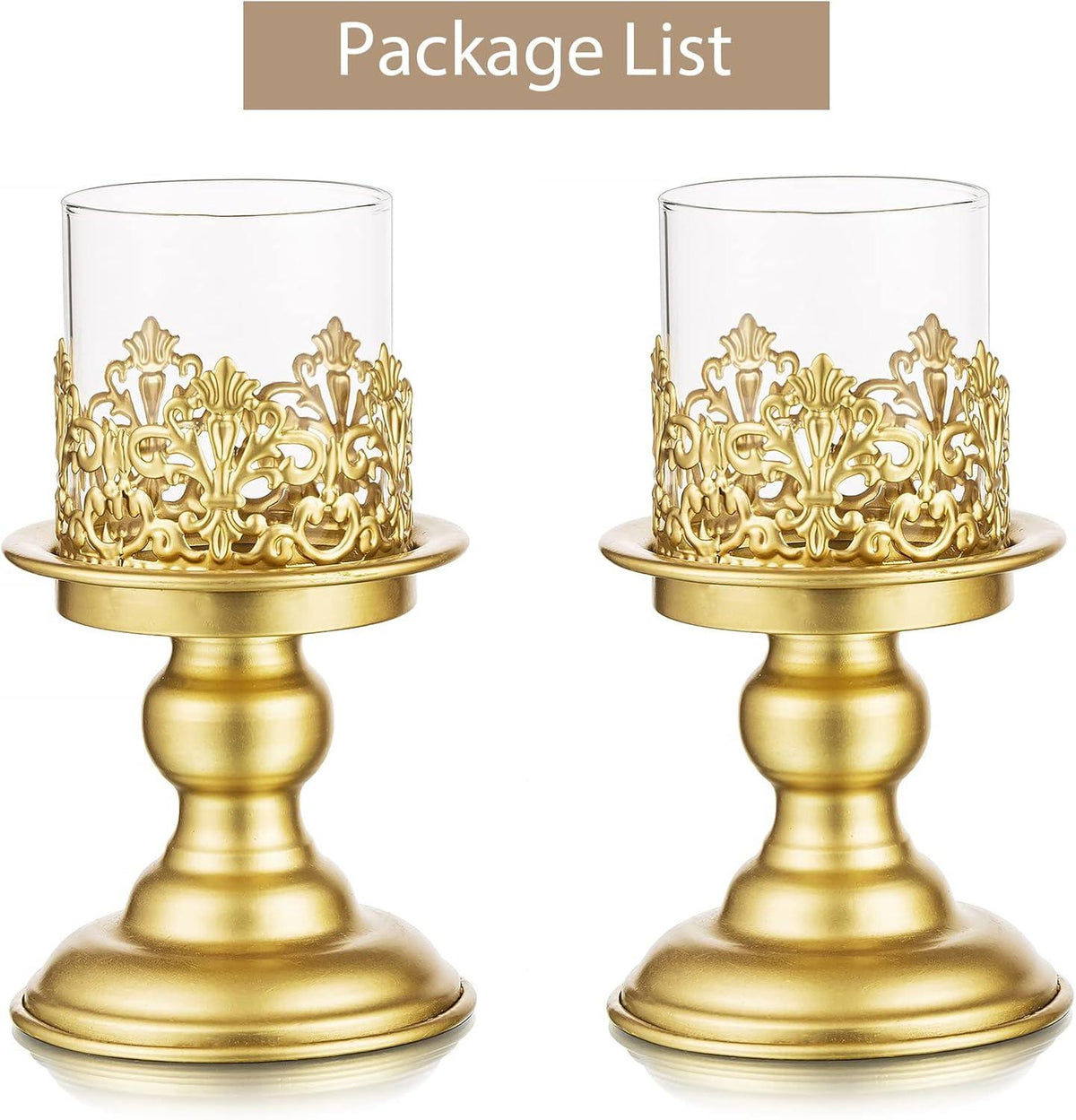 Kerzenständer 2er-Set Gold Metall Kerzenhalter Vintage für Stumpenkerzen