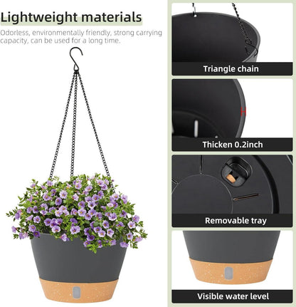 2er-Pack Hängende Pflanzgefäße 20.3cm Grau Outdoor Indoor