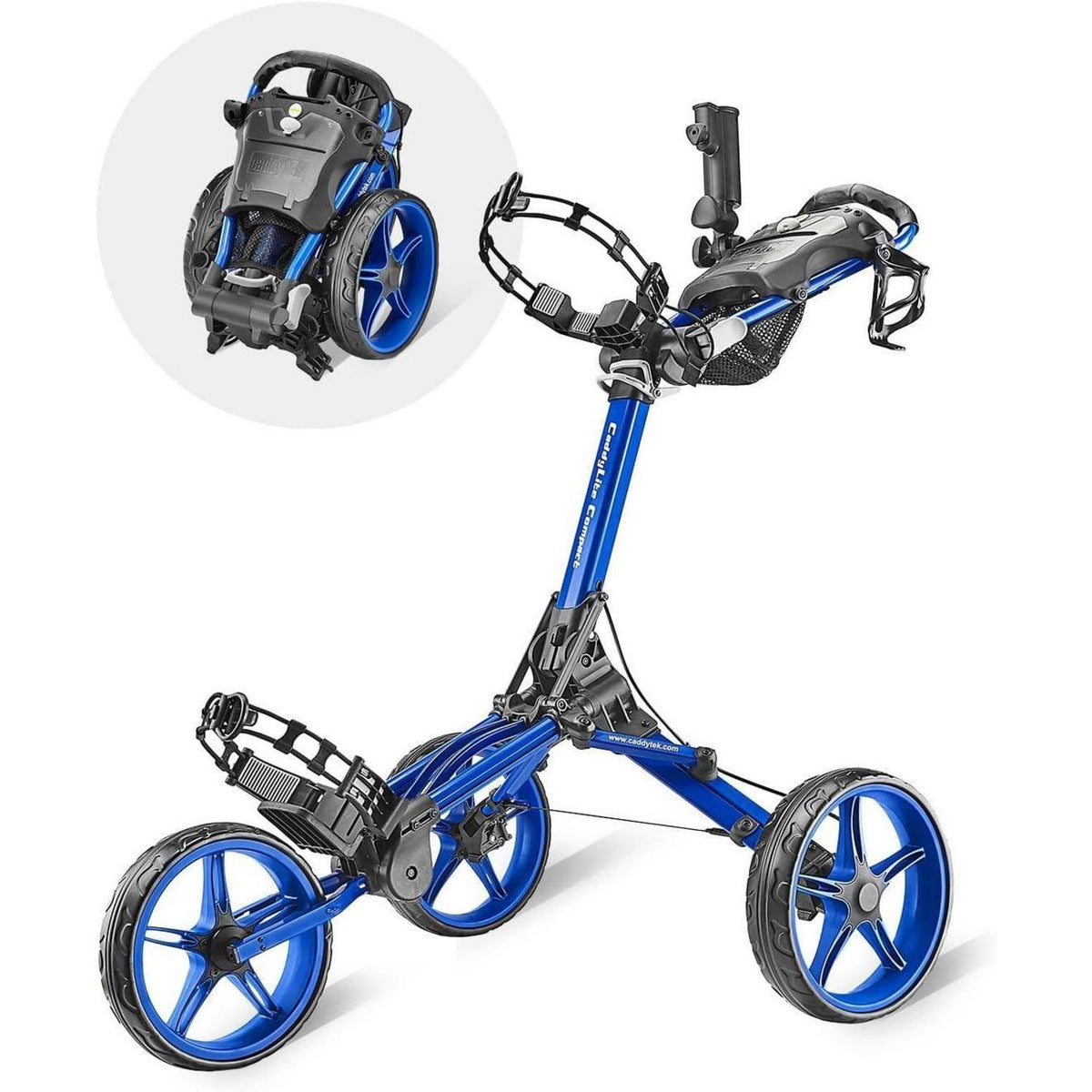 Kompakter 3-Rad Golfwagen, leicht zusammenklappbar, Blau