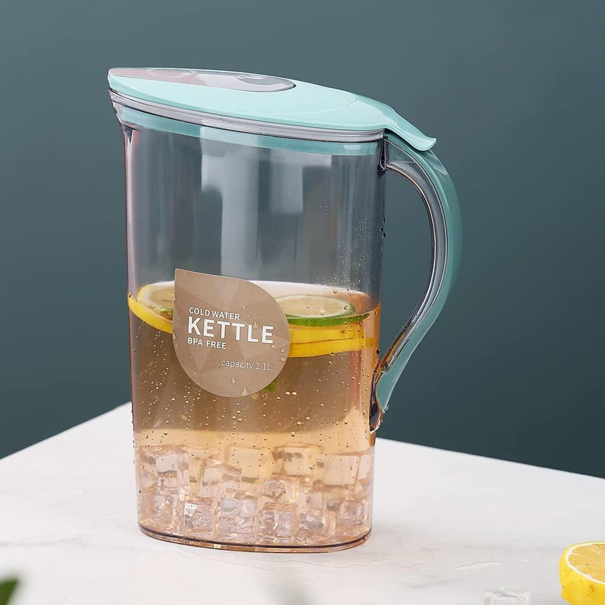 Berglander Fiberglas Karaffe 2,1L Kalte Getränke Kühlschrank BPA-frei Blau