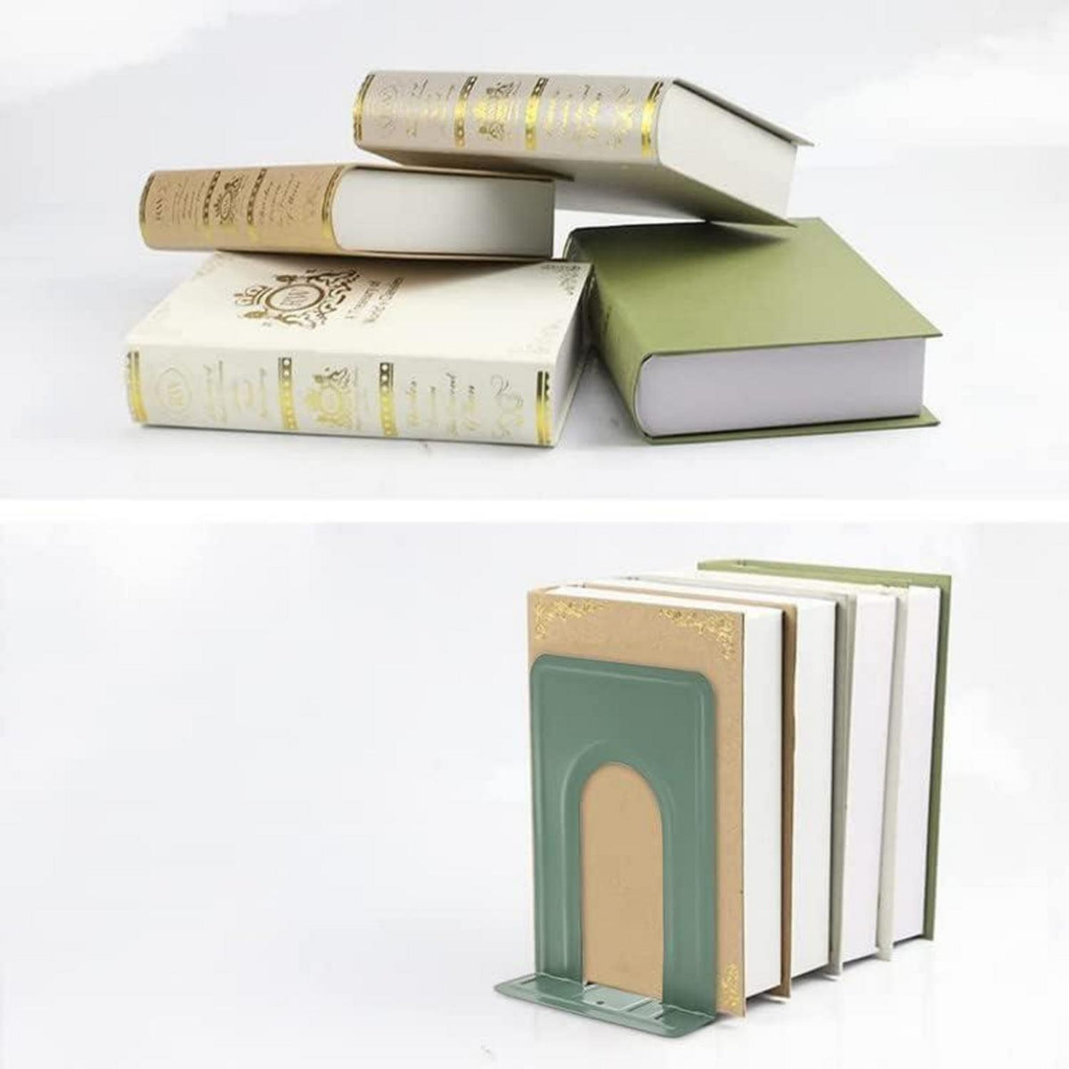Stabile Metall-Buchstützen 8er Set Grün 17x12x15 cm