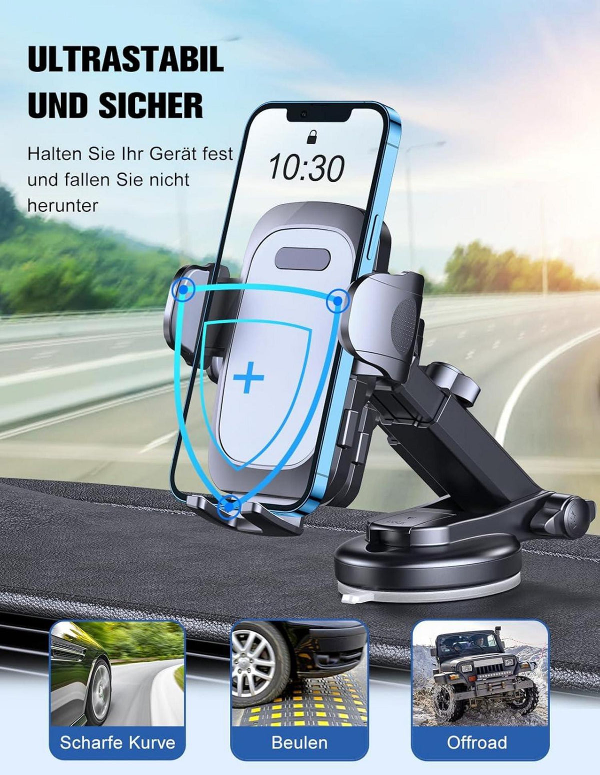 Kfz Handyhalterung Saugnapf 360° für Armaturenbrett 4-7,0 Zoll