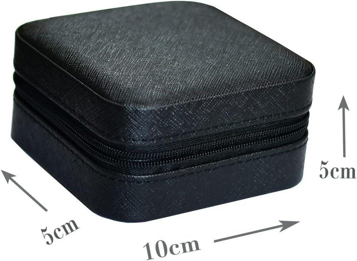 Reise Schmuckkästchen Schwarz Stepp-Design Schmuckbox 10x10 cm