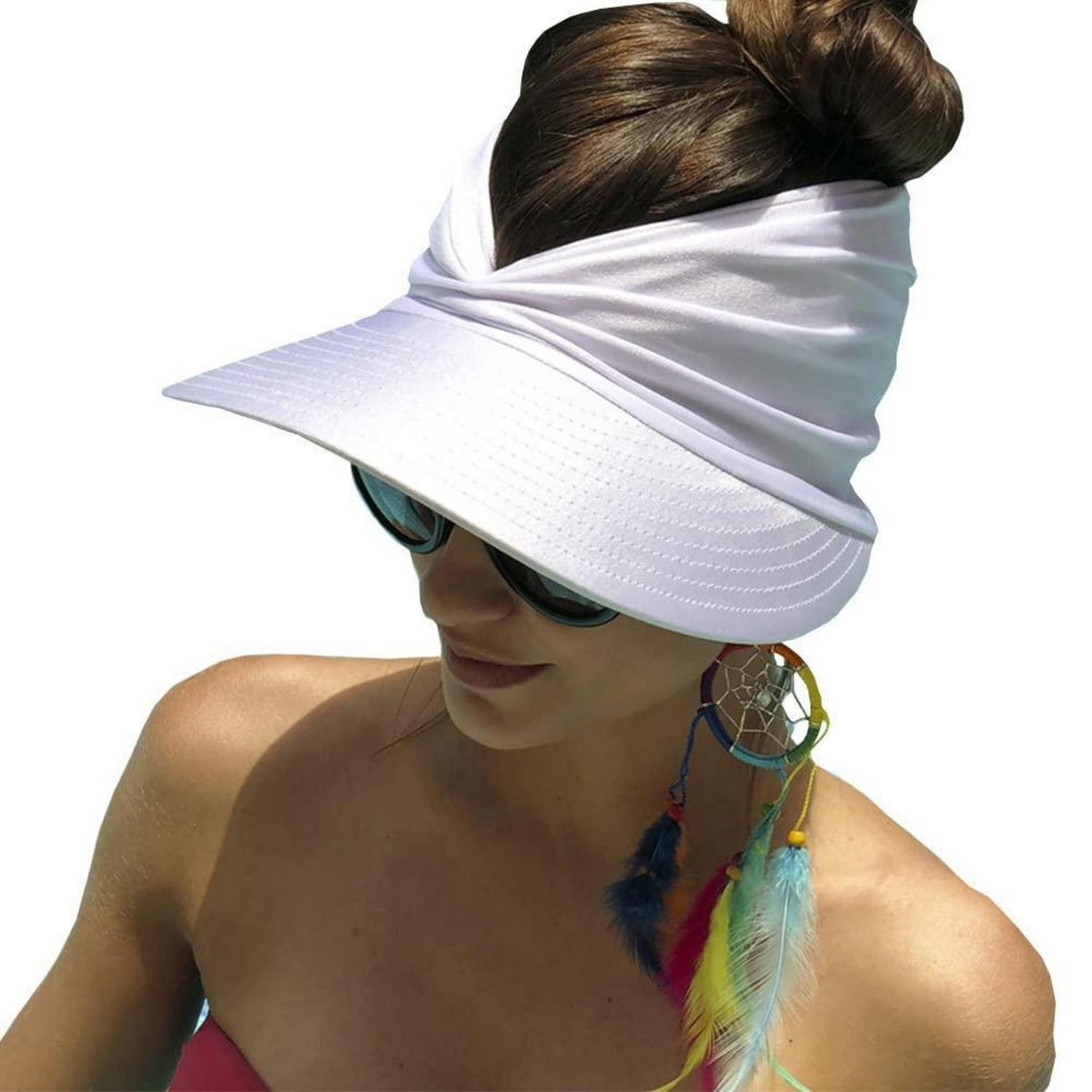 Damen Sonnenhut Visor - UV-Schutz für Strand & Sport, Weiß
