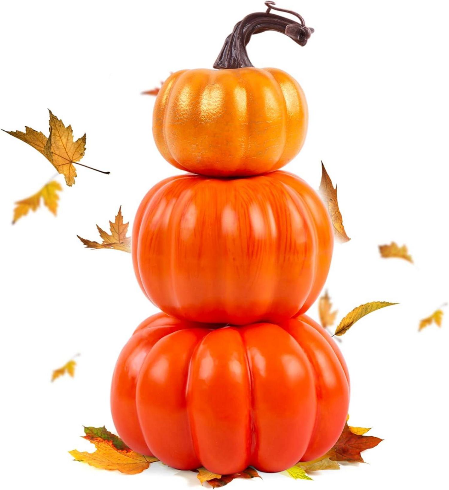 Dreistöckiger Kürbisturm Set für Halloween und Herbstdekoration