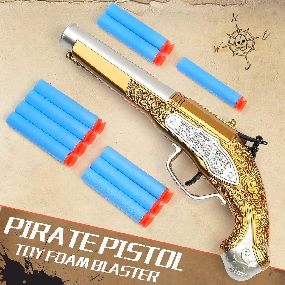 Piratenpistole Spielzeugpistole Seeräuber Gewehr 20 Weiche Kugeln Kinder