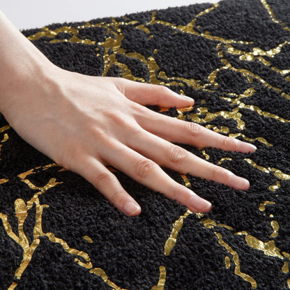 Rutschfeste Badematte Schwarz Gold | Mikrofaser Teppich 40x60 cm