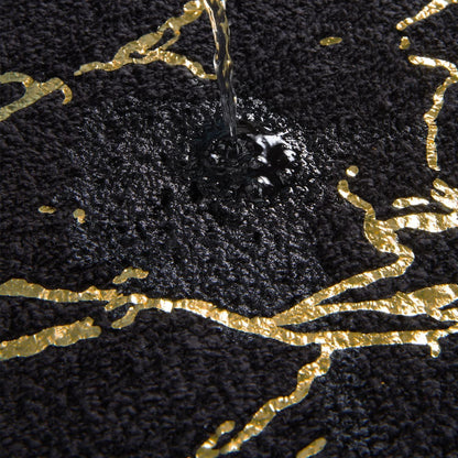 Rutschfeste Badematte Schwarz Gold | Mikrofaser Teppich 40x60 cm