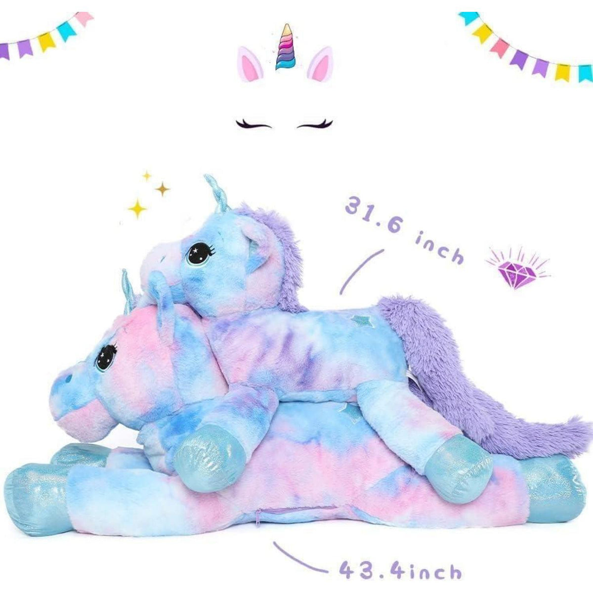 XXL Einhorn Plüschtier 80cm - Weiches Kuscheltier für Mädchen