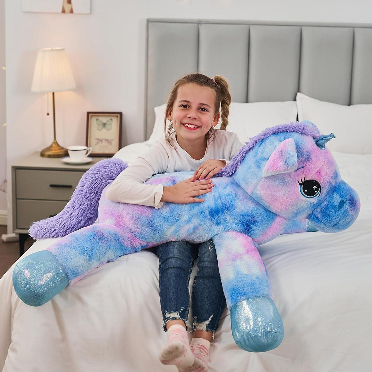 XXL Einhorn Plüschtier 80cm - Weiches Kuscheltier für Mädchen