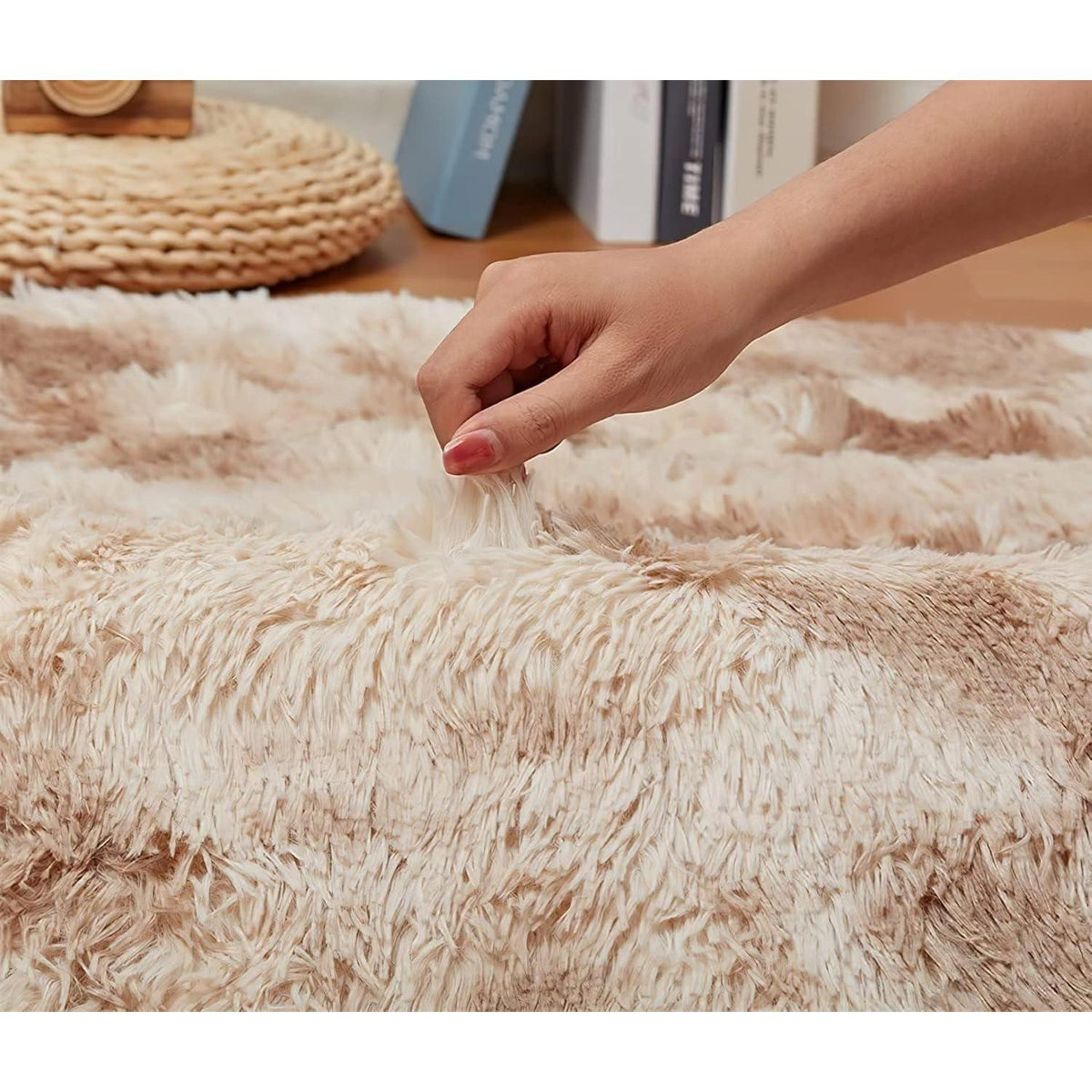 Weicher Hochflor Shaggy Teppich 80x150 cm Khaki