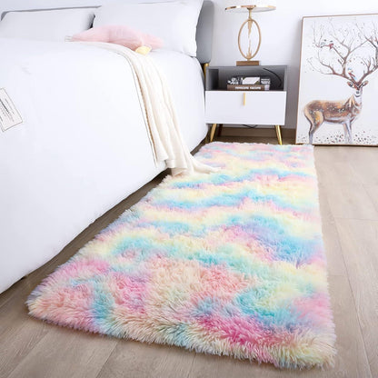 Weicher Hochflor Shaggy Teppich Regenbogen 80x150 cm