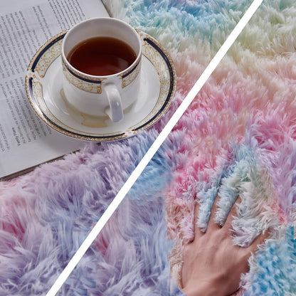 Weicher Hochflor Shaggy Teppich Regenbogen 80x150 cm