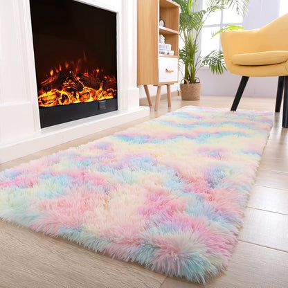 Weicher Hochflor Shaggy Teppich Regenbogen 80x150 cm