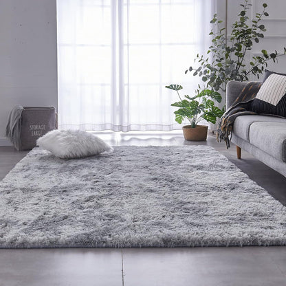 Weicher Hochflor Shaggy Teppich 80x150 cm Hellgrau