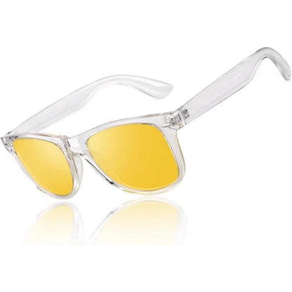 Polarisierte Nachtfahrbrille Retro Rechteckig Unisex UV400 Transparent Gelb