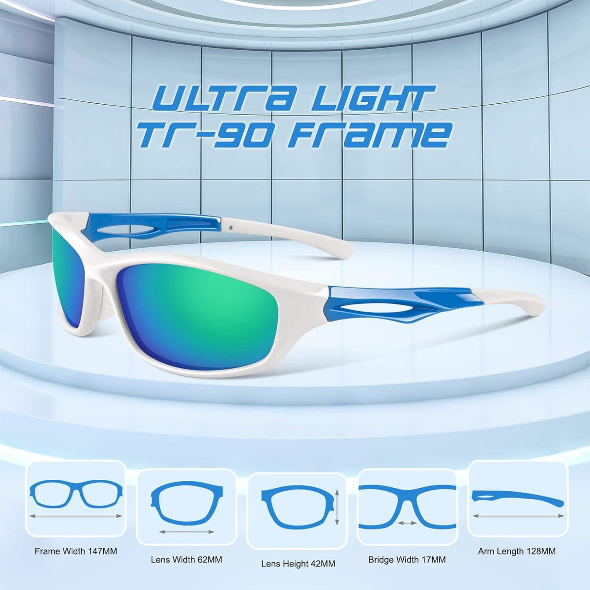 Polarisierte Sonnenbrille Herren TR90 Sportbrille UV400 Cat 3 CE