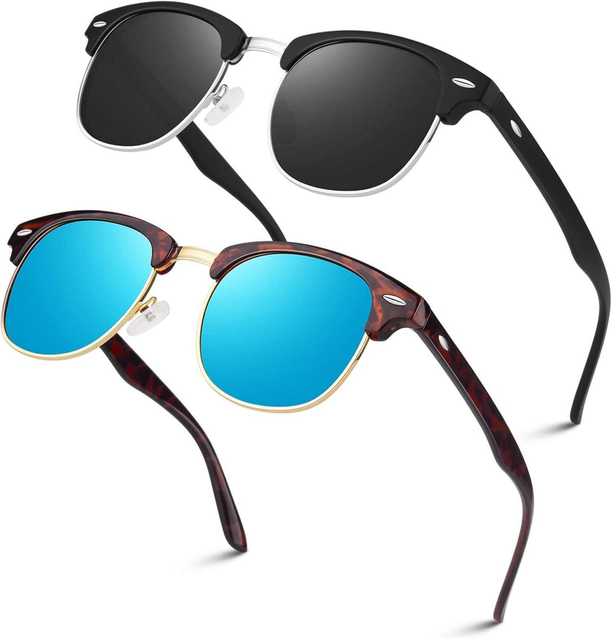 Polarisierte Retro-Sonnenbrille Halbrahmen UV400 2 Farben