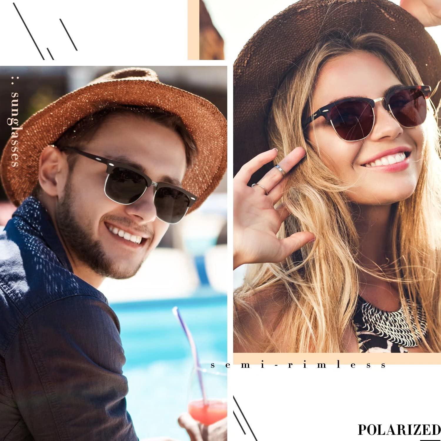 LINVO Polarisierte Sonnenbrille Retro Klassisch Halbrahmen
