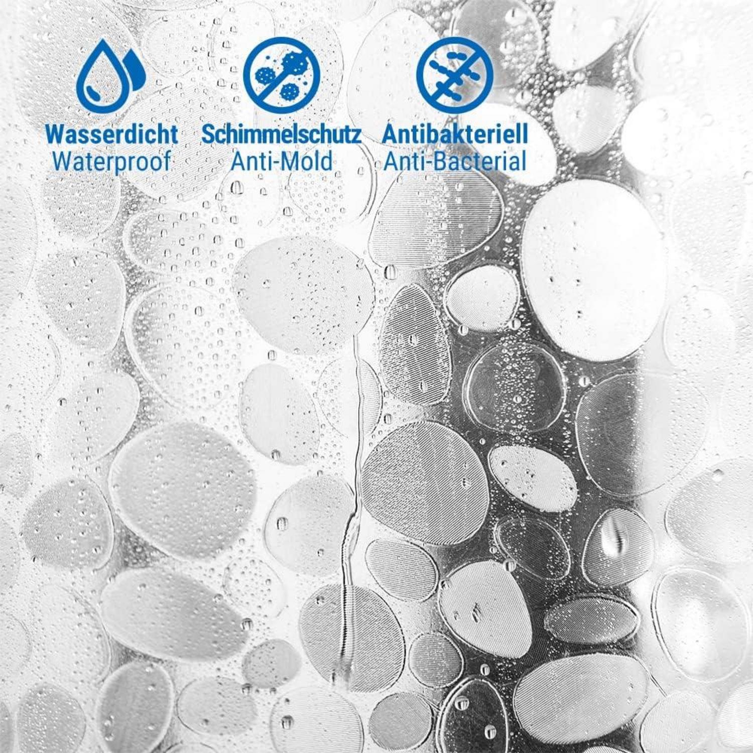 Duschvorhang 3D Steinmuster Transparent Wasserdicht 180x200cm Schimmelabweisend