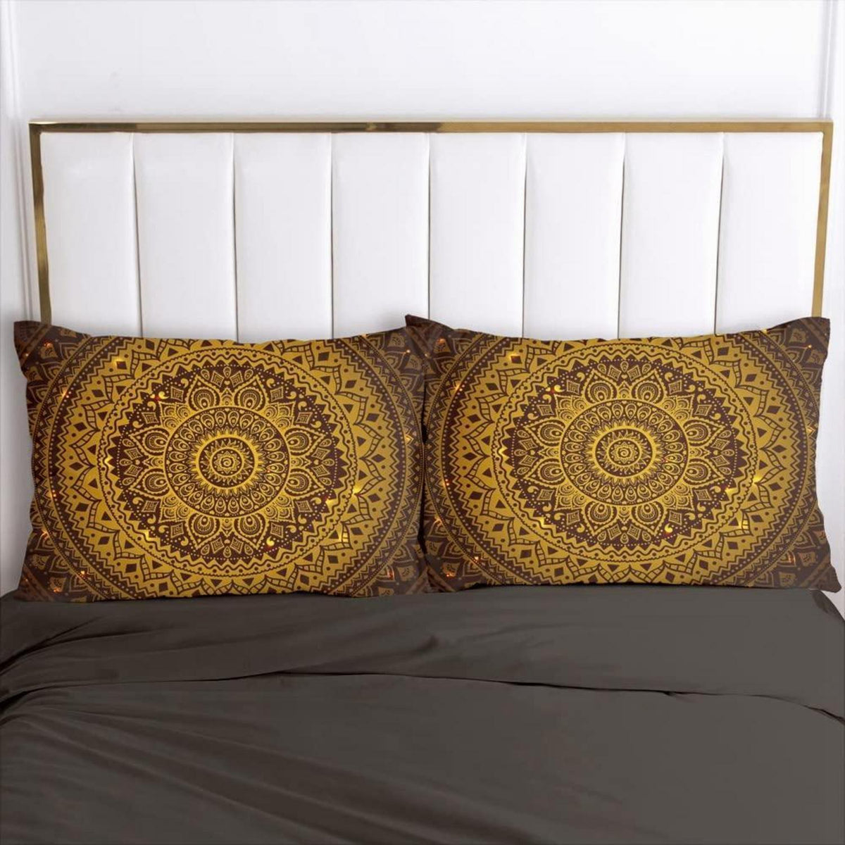 Boho Bettwäsche 135x200 - 4-teilig Schwarz Gold Mandala Mikrofaser
