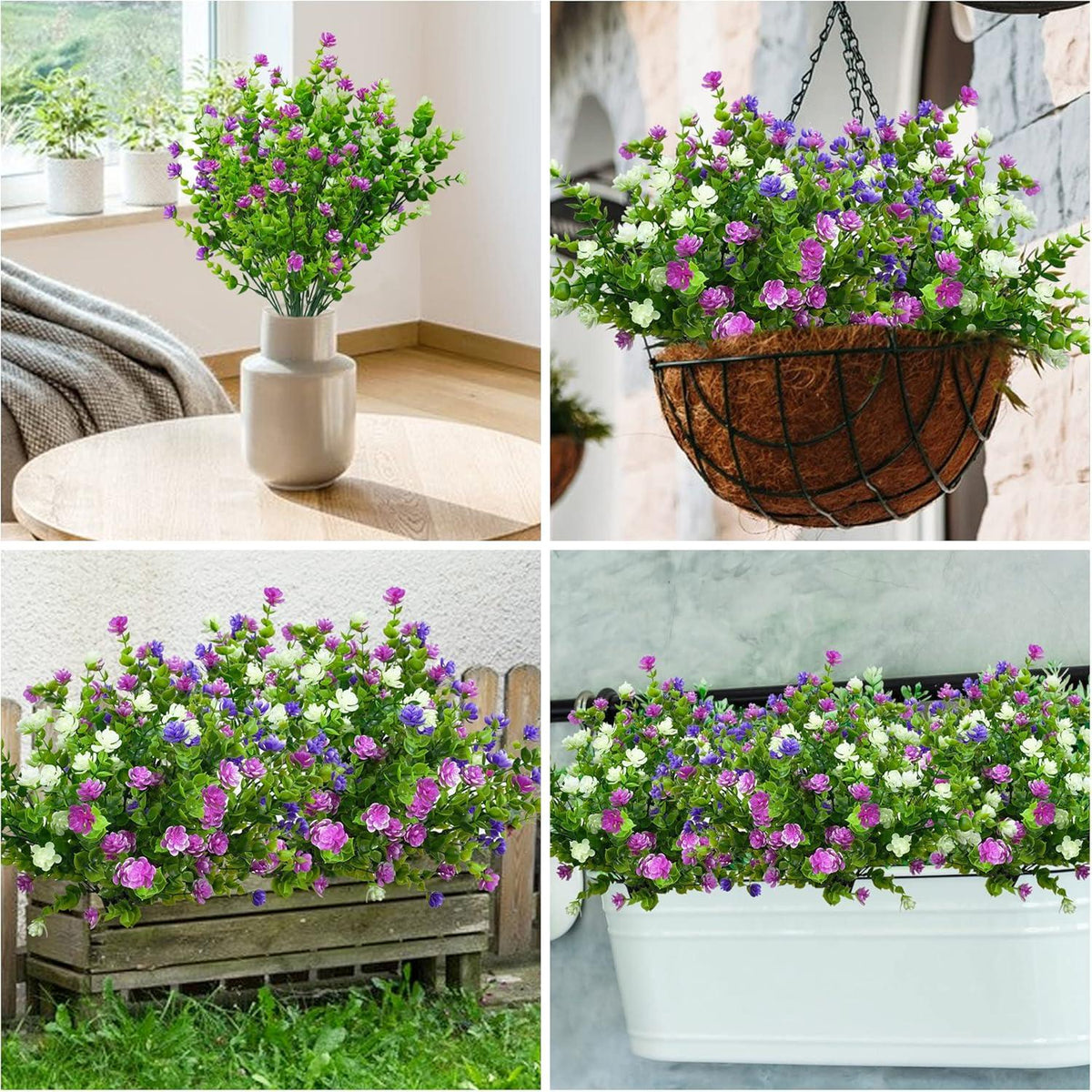 Künstliche Blumen Balkon Wetterfest 6er Set UV-beständig Outdoors