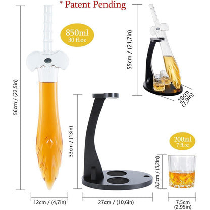 Heroisches Schwert Whisky Karaffe Set mit Gläsern & Tablett