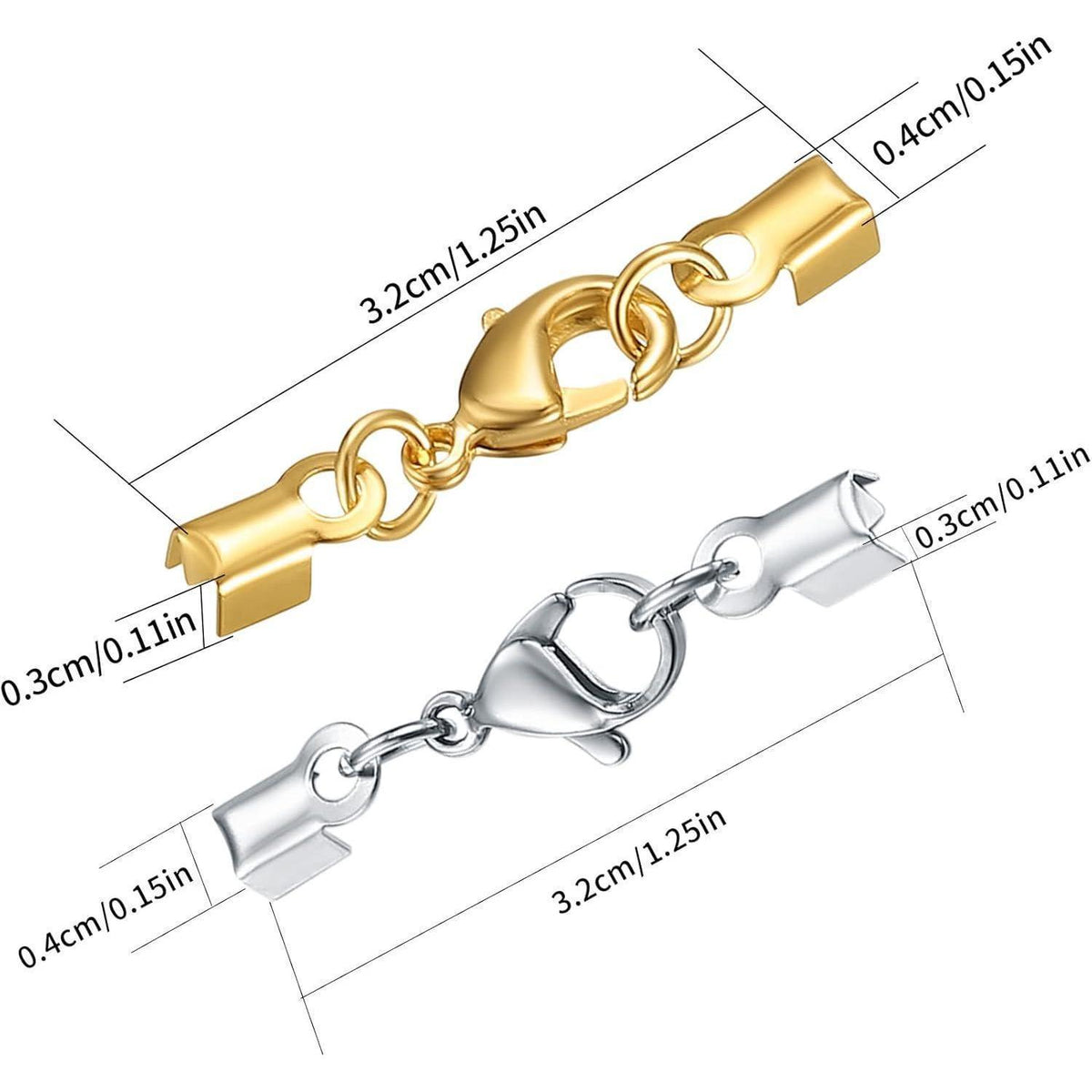 20 Karabinerverschlüsse für Schmuckherstellung - Silber & Gold