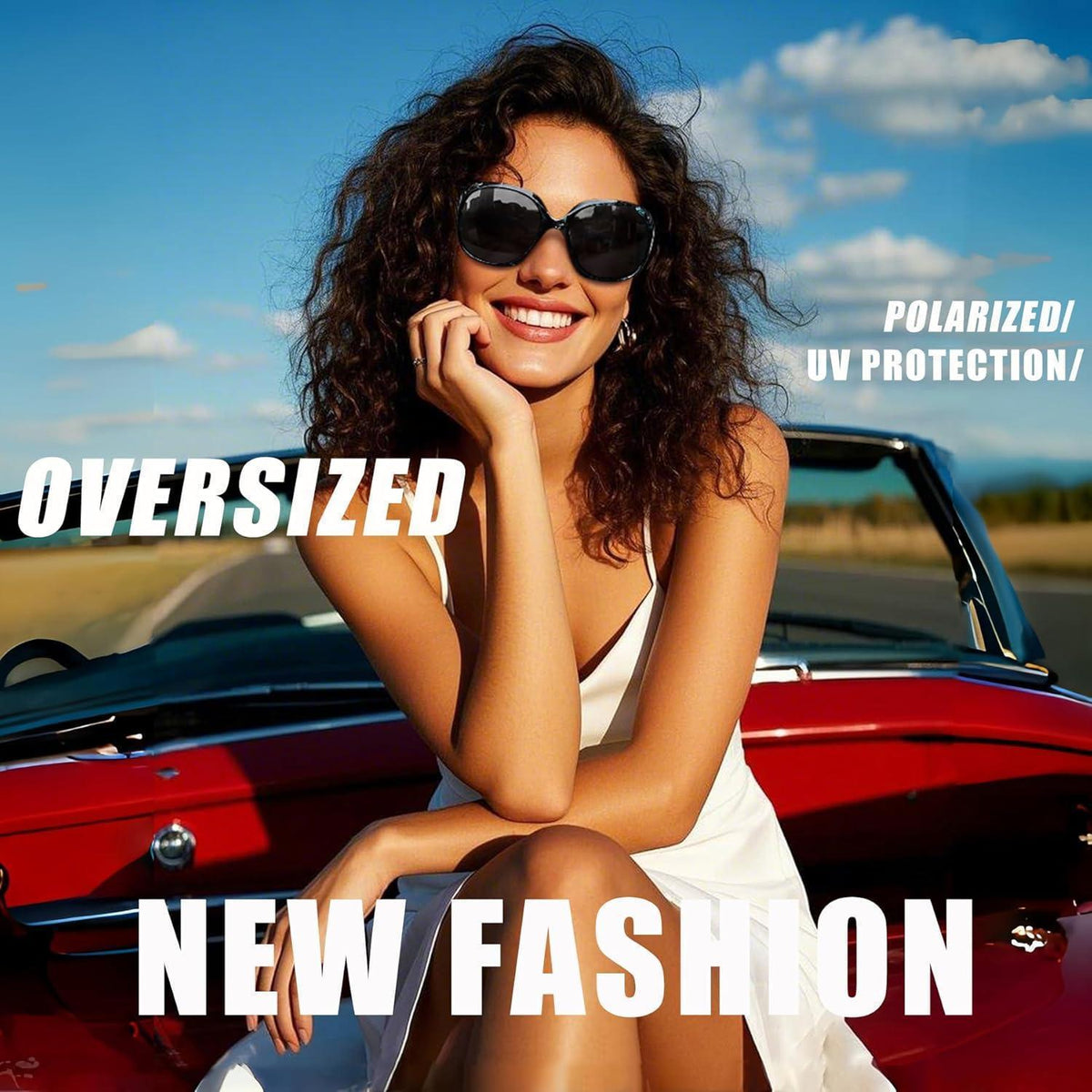 Übergroße Damen Sonnenbrille polarisiert UV400 Leopardblau/Schwarz