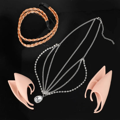 Elfen Kostüm Set Latex Ohren Spitzohren Kopfschmuck Halloween Cosplay