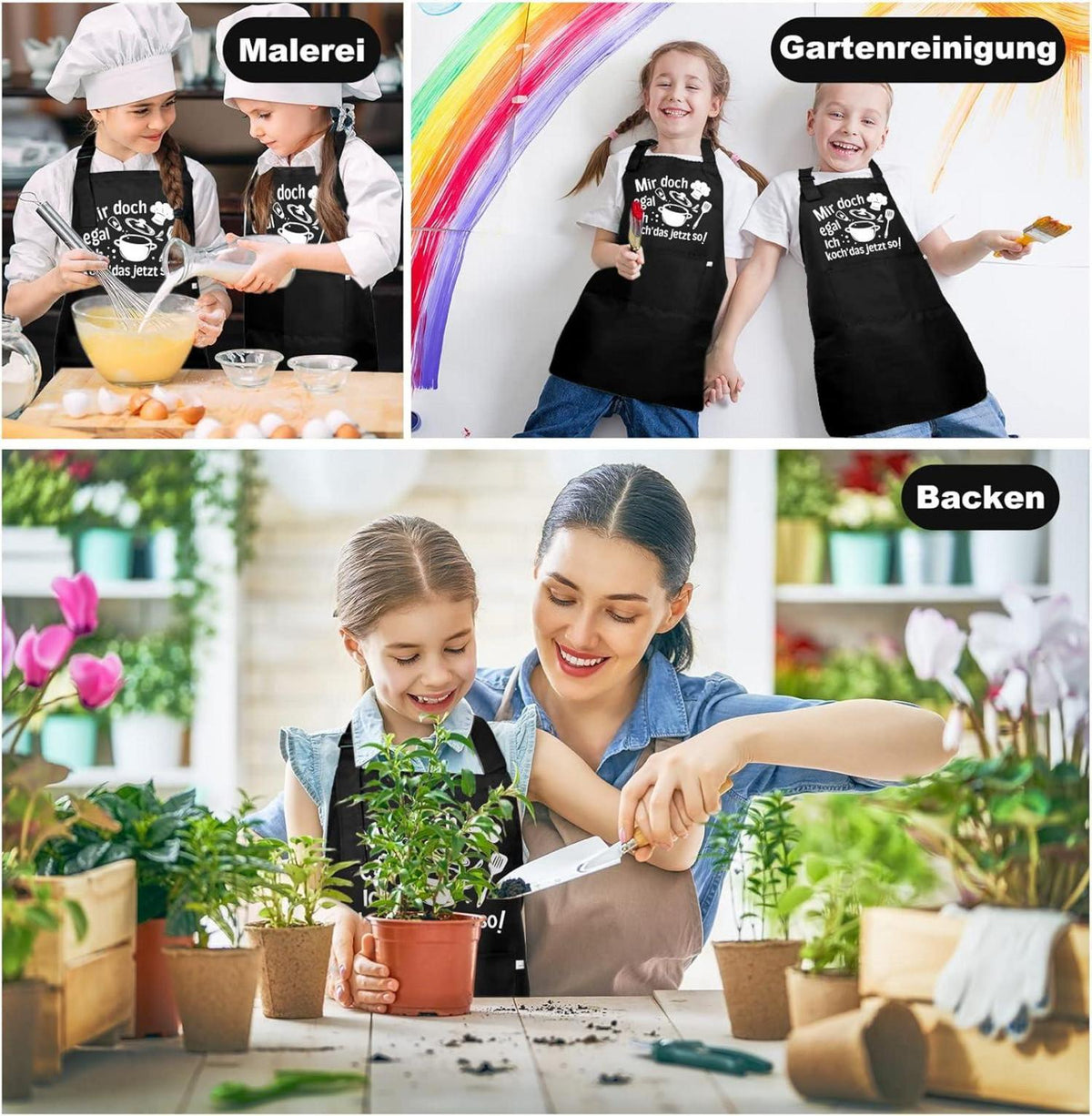 Kinder Schürze Lustig Kochschürze Geschenk Mädchen Jungen 2 Taschen