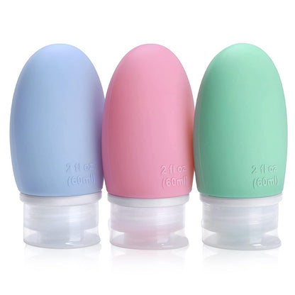 3x 60ml Silikon Reiseflaschen Set BPA-frei Auslaufsicher - Blau Grün