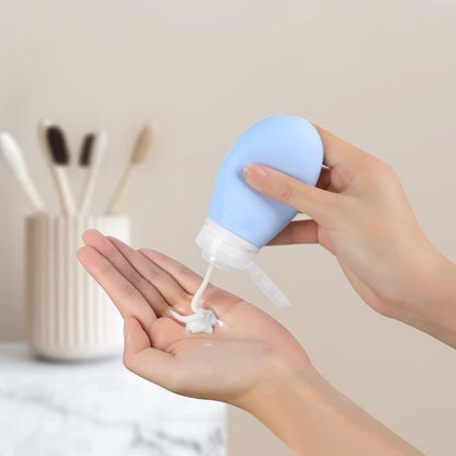 3er Set Silikon Reiseflaschen 60ml BPA-frei Auslaufsicher Blau Grün