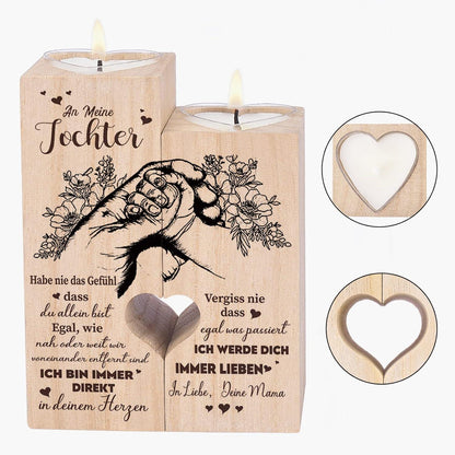 Personalisierter Mutter Tochter Kerzenhalter aus Holz - Geschenk für