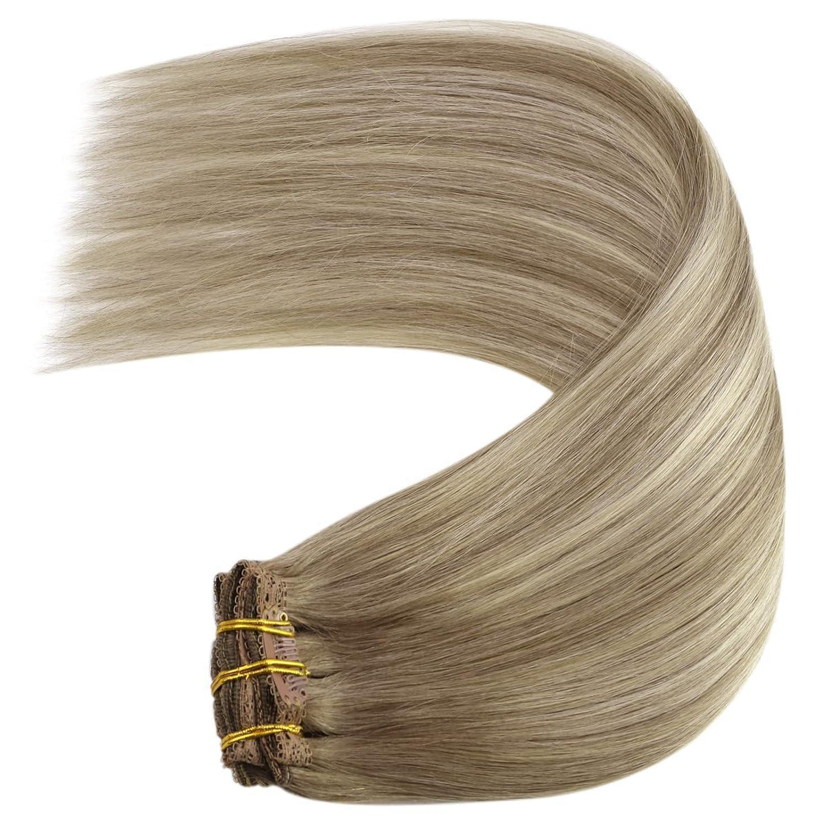 Echthaar Clip-in Extensions Ombre Braun Blond 45cm