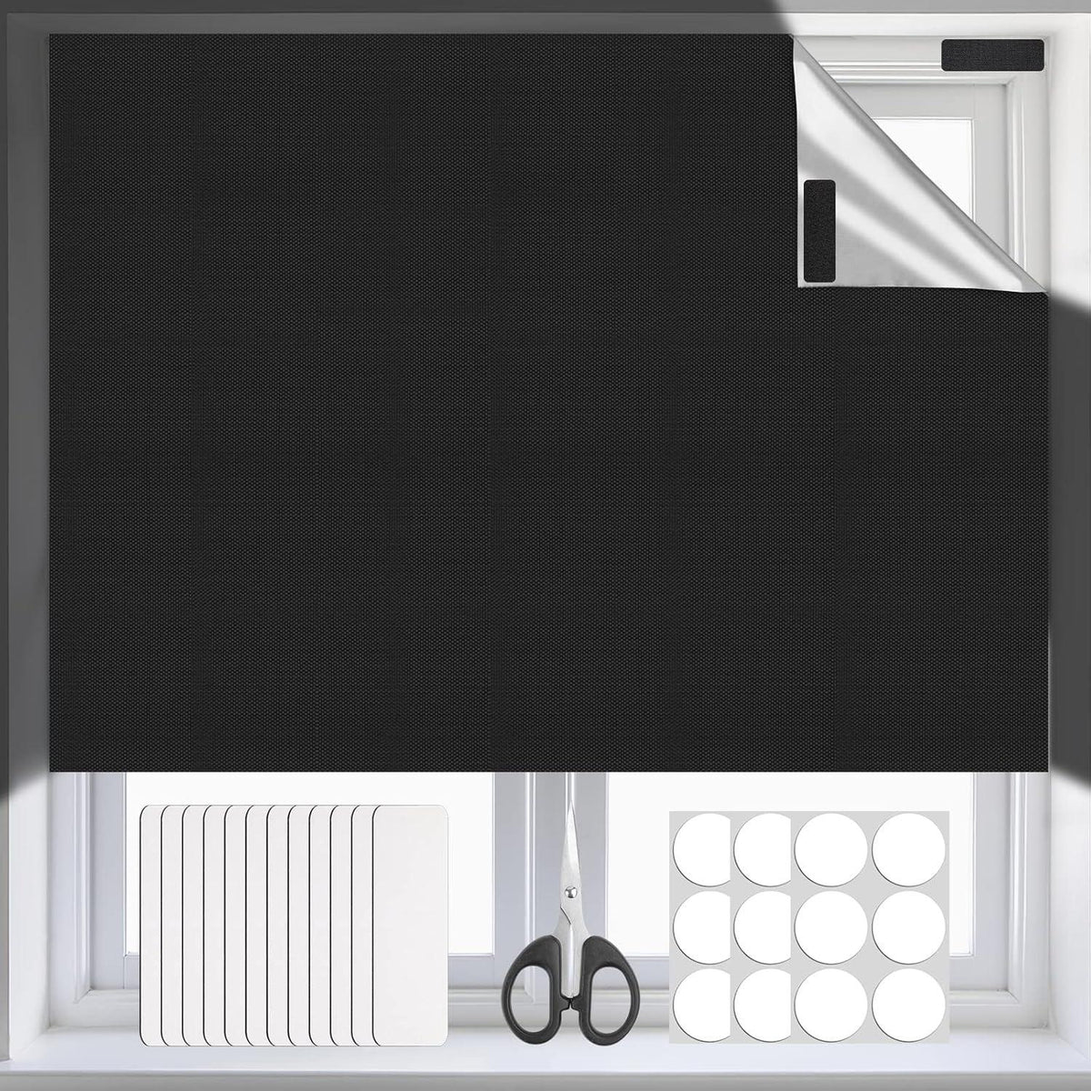 Verdunkelungsstoff mit Klettband ohne Bohren, 300x145