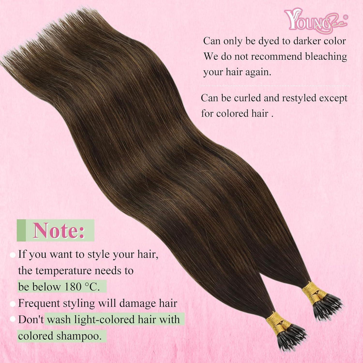 Echthaar Nano Ring Extensions Braun Ombre 50cm