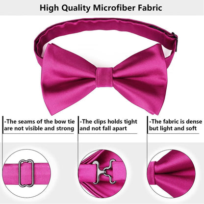 Fliegen-Set mit Einstecktuch für Herren, vorgebunden, fuchsia